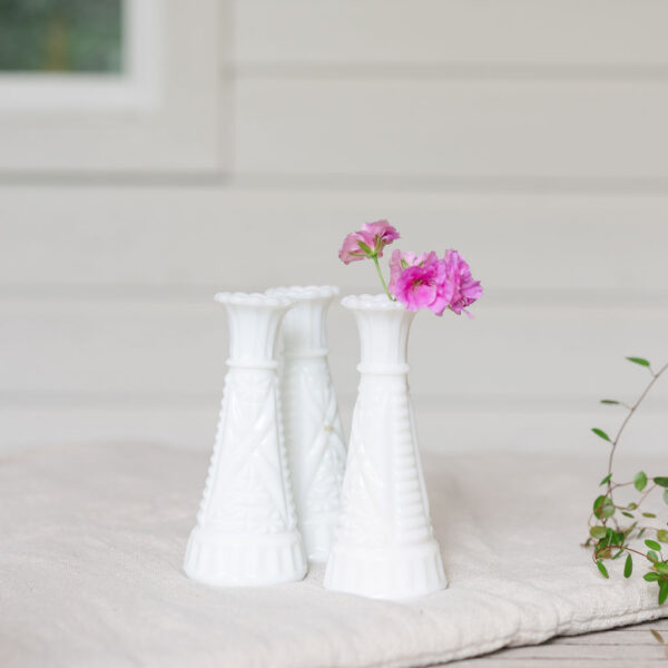 Milk Glass Vase Trio